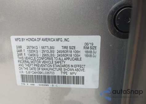 2019 Acura Mdx Standard из США, поврежденный, VIN 5J8YD4H39KL035703